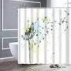 Duschvorhänge, einfache Blumen-Löwenzahn-Schmetterlings-Aquarell-natürliche Blume, Badezimmer-Vorhang, Heimdekoration, Polyester-Stoff-Schirm
