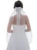 Bruidssluiers 1t 1 Tier Pearl Crystal kralen rand bruiloft Veil 2022