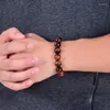 Bracelets en pierre d'oeil de tigre rouge naturel, anneau unique, bijoux à la mode pour femmes et hommes, tissé à la main, perles d'énergie pour Couple