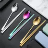 Dinnerware Sets Travel Camping Cutlery Set Portable Tableware Stainless Steel Chopsticks Spoon Fork Steak Knife With Storage Case