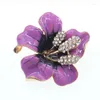 Broches Or Alliage Émail Fleur Broche Pin Rose Violet Bijoux De Mode