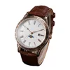 Top Luxury Brand Men's Quartz Watch Business Leisure Star Moon Calendar Leather Watches