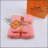 Handduk 6Color 2st/Set Luxury Designer Letters Face Handduk H Letter Coral Fleece Absorbent AD Hushållens badhanddukar Travel Sport Cam Dhsyl