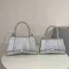 Sacos da noite 3a ampulheta saco meia lua crescente diamante bolsa bolsa completa strass clássico carta fivela de alta qualidade flap237g