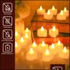 Candele Candele Confezione da 1224 Telecomando tremolante Bianco caldo Giallo Tealight elettrico senza fiamma per la decorazione di San Valentino 2 Dhv6M