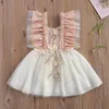 Girl Dresses Toddler Baby Girls Dress Flower Embroidery Sleeveless Outfits Casual O-neck High Waist One-piece Party Clothing