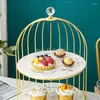 Présentoir à desserts créatif en forme de cage à oiseaux, plateau à cupcakes multicouche en céramique, décoration de gâteau, support à collation pour le thé de l'après-midi