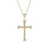 24k Gold Diamond Jesus Cross Necklace Pendant Crystal Row Necklaces Women Men Fashion Jewelry