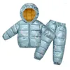 Clothing Sets Children's Down Jacket Suit Baby Hooded Overalls Pants Two-Piece Boy Girls' Winter White Duck Warm Clothing1-6Y