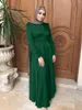 Abbigliamento etnico musulmano morbido fascio vita abito con perline Dubai elegante raso lungo moda Abaya Turchia donna