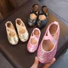 Flat Shoes Girls Ballet Flats Baby Dance Party Glitter Children Gold Bling Princess 3-12 år barn