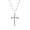 24k Gold Diamond Jesus Cross Necklace Pendant Crystal Row Necklaces Women Men Fashion Jewelry