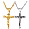 Anhänger Halsketten Religiöse Jesus Kreuz Halskette Für Männer Mode Gold Farbe Pendent Mit Kette Titan Stahl Schmuck Geschenke