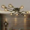 Kroonluchter kristal retro plafondverlichting water ijzeren pijp rustieke spider lamp loft industrieel decor interieur bar keuken koffielicht