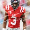 American College Football Wear Ole Miss Rebels Jersey DK Metcalf Mike Wallace Eli Manning Chad Kelly Elijah Moore Jerrion Ealy Keidron Football Couxé Mens Women Y