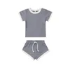 Sandals per bambini ragazze estate semplici pit pht bar set maniche corte e comode pantaloncini di cotone casual sciolti 2pc abito per bambini vestito