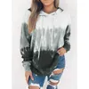 Kvinnors hoodies tröjor 2022 Autumn Hoodie Tie Dye Print Lång ärm Takeout Shirt med Pocket Women's Dress T221020