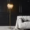 Floor Lamps Light Luxury Lamp American Bedroom Study Simple And Creative Three-dimensional All-copper Glass Living Room