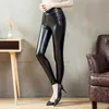 Kvinnors leggings goplus leggings kvinnor kläder sexiga svarta byxor 2022 pu läder hög midja vinter varma leggings femme leginsy damskie t221020