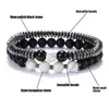 Strand 2 pièces/ensembles blanc noir pierre naturelle hommes Bracelets Style Punk hématite perle Distance Bracelet pour Couple Pulseira Masculina