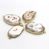 Pendentif Colliers 5pcs Bords plaqués or Naturel Druzy Agate Cluster Stone Connecteurs Blanc Stalactite Solar Slice Charms