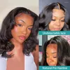 Brazilian Loose Body Wave Short Bob Wig Human Hair 13x1 Transparent Lace Front Wigs Pre Plucked With Baby For Women