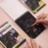 10Sheets/book Colorful DIY Creative Graffiti Scratching Painting Book Kindergarten Art Paper Fun