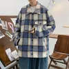 Herr ner inxyz 2022 Autumn Winter Fashion casual ￶verdimensionerad tjock rutig jacka manlig retro japanska fleece varm bomullsrock man parka