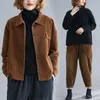 Kadın Ceketleri kadife Kısa Ceket Ceket Kadınlar 2022 Bahar Sonbahar Vintage Pocket Gevşek tek göğüslü üst dış giyim beyzbol