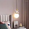 펜던트 램프 북유럽 우주 비행사는 침실 어린이 방 보육 유리 문 교수형 램프 홈 장식 비품을위한 LED 조명