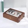 Watch Boxes Retro Wood 10 Slot Box Wrist Storage Case Velvet Lining Men Women Watches Desktop Jewelry Protective Organizer