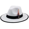 Женщина Berets Fed Fedora Hat Wide Brim с пером джентльмен Элегантная леди свадебная вечеринка круглые кепки для мужчин Винтаж Панама Сомбреро