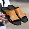 Slippers lederen buiten niet-slip mannen thuis mode casual enkele schoenen pvc zachte zolen lente zomerstrand