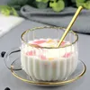 Tazze Creative Stripe Tazza di vetro Caffè Tè Bevanda Dessert Colazione Latte Grande capacità Trasparente con manico Utensili per bevande