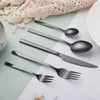 Dinnerware Sets Black Cutlery Set Stainless Steel Spoon Fork Knife Tableware 20 Pieces Dishwasher Safe Eco Friendly