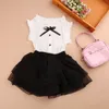 Camicie per bambini Ragazze Estate Top Bambini Camicette bianche senza maniche Camicie con fiocco nero per la camicetta di pizzo in chiffon per ragazza della scuola adolescente 216 Ye6700308