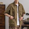 Hommes chemises décontractées japon Style rue mode Vintage pour hommes vêtements de travail vêtements à manches courtes chemise 2022 marque