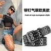 Ремни европейские и ретро -панк -заклепки воздушные глаза Pu Belt Girls Персонализированные декоральные джинсы
