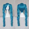 2022 Hot Sell Fashion Cosplay Resistant Dark Blue Long Curly Tail Wig