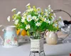 Decorative Flowers Silk Daisy With Vase Craft Fabric Flower Home Decor Wedding Party Event Display Artificial Daisies Product Code 0366