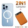 For Iphone Wallet Holder Phone Cases Pouch Cover Magsafe Card Bag Magnetic Covers Fashion Mini Leather 13 Pro Max 12 Original Official