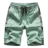 Men's Shorts Men's Multi Pockets Overalls Summer Cotton Loose Casual Pants Knee Length Sweat