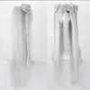 Parrucca di capelli lunghi bianchi grigi della testa del panino d'argento di Cosplay di modo caldo di vendita