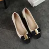 Dress Shoes Stitching Female Classic Thick Heel Bow Metal Decoration Lady Pumps Simple Square Head Leather Women's Single 221021