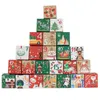 God jul adventskalenderboxar 24 dagar Kraft Paper Advent-Countdown Candy Gift-lådor för barn och familj gynnar SN4733