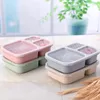 Grid Wheat Straw Lunch Boxes Microwave Bento Food Grade Health Dinner Box Student Portable Fruit Snack Storage Container Sea Shipping GCC14