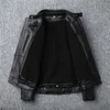 Leer lederen faux jr s Brand Motorstijl Lederen jas Men Winter Zwart echte koeshuil jas Classic Biker Skull Jacket3071