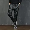 Men's Pants Men's Leather Trousers Motorcycle Male Elastic Waist Harem Men Pantalon Homme Clothes 2022 Streetwear