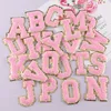 Notions Asciugamano fai da te Ricamo Patch Alfabeto Iniziale Glitter Varsity Lettera Patch Ferro su ciniglia Colorato Cucire lettere Appliques Adesivi