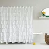 Shower Curtains 17 Plain Colour Waterproof Corrugated Edge Curtain Ruffled Bathroom Decoration